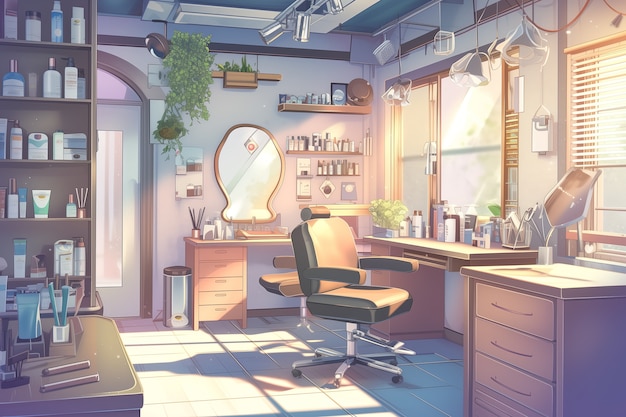 Kostenloses Foto beauty salon with cosmetology equipment in anime style