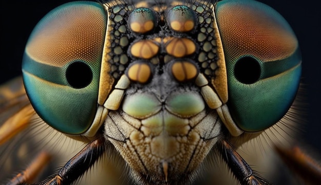 Kostenloses Foto behaartes stubenfliegenauge, vergrößert in extremer nahaufnahme, generiert durch ki