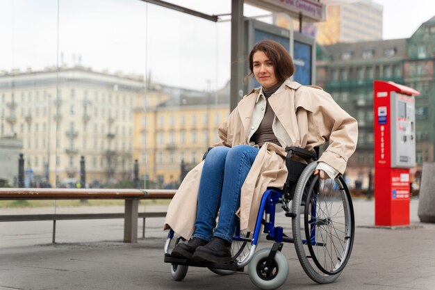 Behinderter, der in die Stadt reist