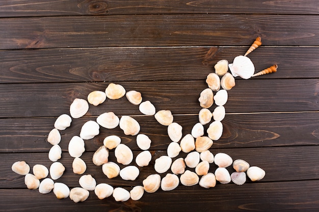 Kostenloses Foto beige schalen machen schnecke auf holztisch