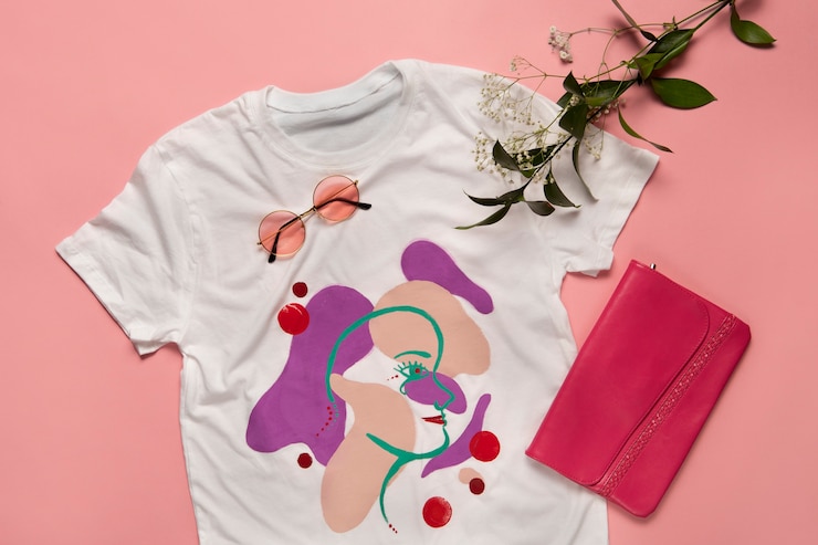 Kostenlose Foto bemaltes schlichtes weißes t-shirt mit farbenfrohem design