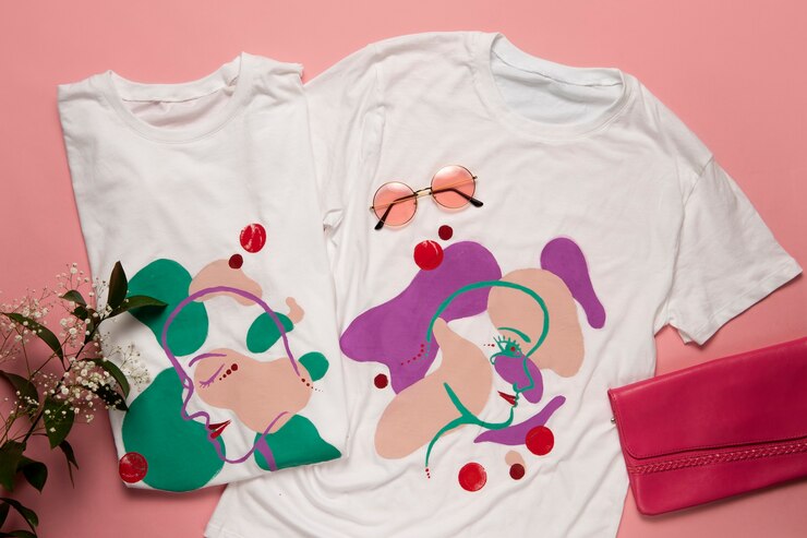 Kostenlose Foto bemaltes schlichtes weißes t-shirt mit farbenfrohem design