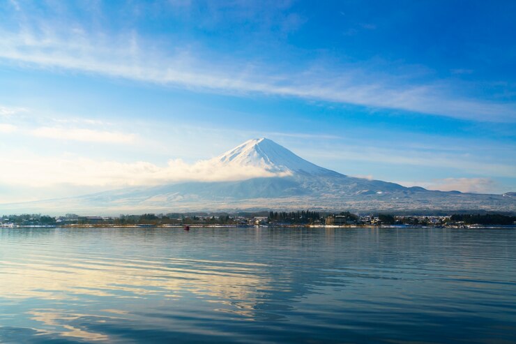 Kostenlose Foto berg fuji und see kawaguchi, japan