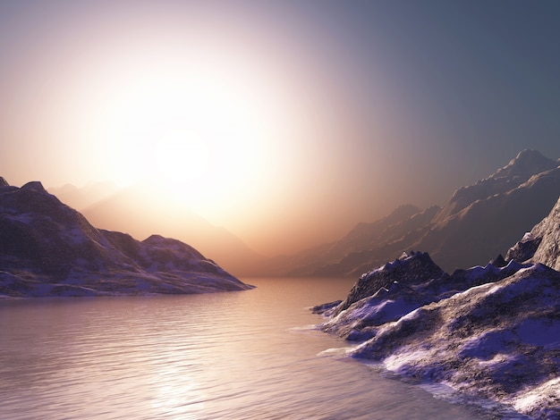 Berge gegen einen Sonnenuntergangshimmel