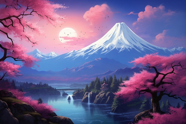 Berglandschaft im Anime-Stil