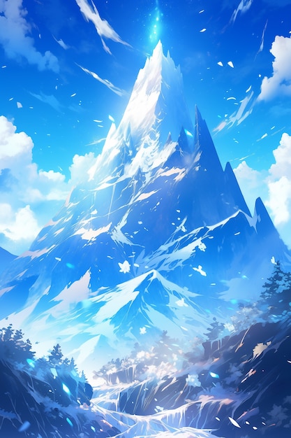 Kostenloses Foto berglandschaft im anime-stil