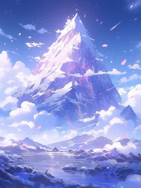 Kostenloses Foto berglandschaft im anime-stil