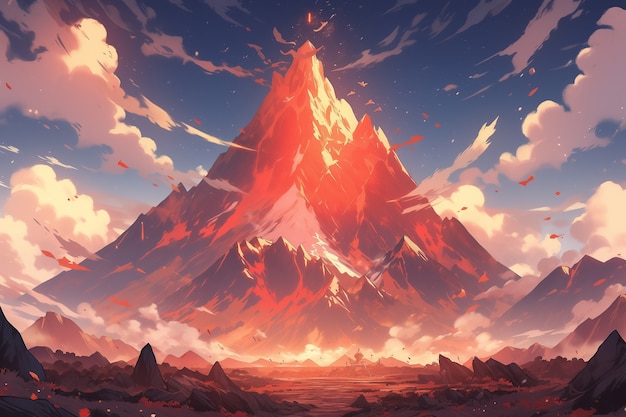 Kostenloses Foto berglandschaft im anime-stil