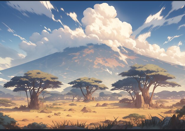 Berglandschaft im Anime-Stil