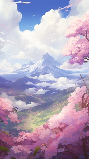 Berglandschaft im Anime-Stil