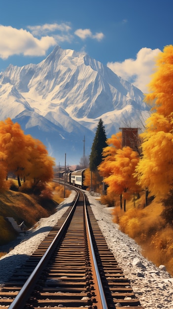 Kostenloses Foto berglandschaft im anime-stil