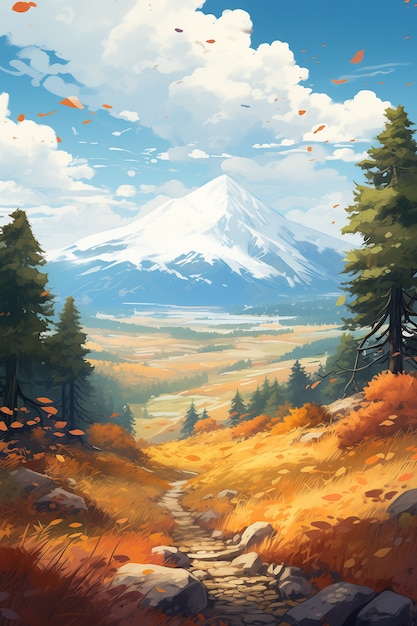 Berglandschaft im Anime-Stil