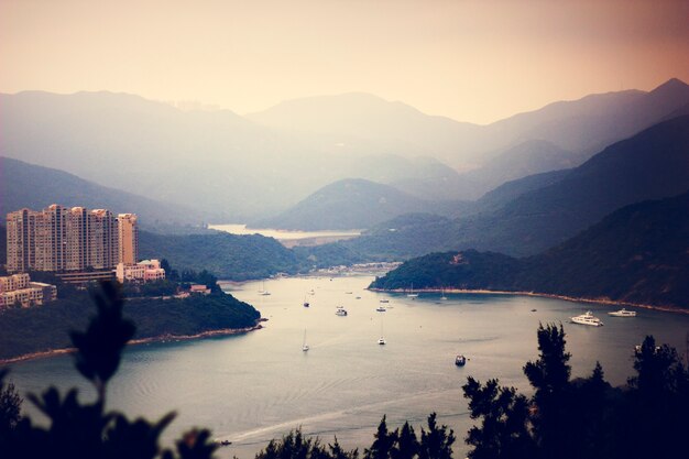 Bergpanorama-Hügel-szenisches Hong Kong