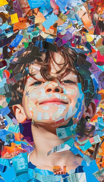 Bewusstsein für den Tag des Autismus mit farbenfrohem Porträt