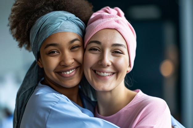 Kostenloses Foto bewusstsein für den weltkrebstag mit patienten.