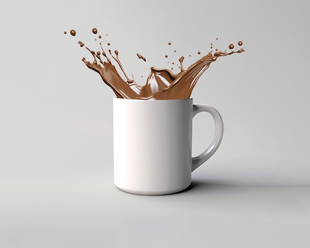 Kostenloses Foto bild einer isolierten tasse mit kaffeespritzer auf weißem hintergrund