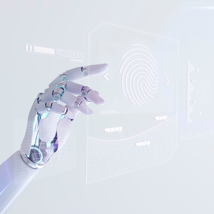 Kostenlose Foto biometrische ki-technologie, fingerabdruck-cybersicherheit