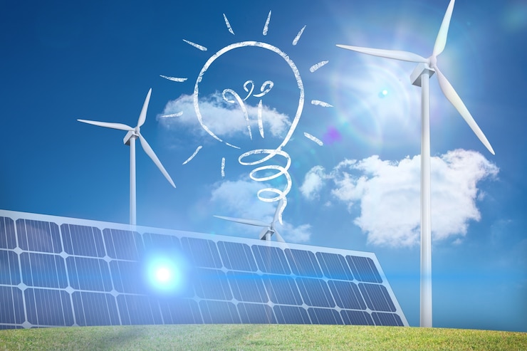 Kostenlose Foto birne, solarpanel und eolic fan