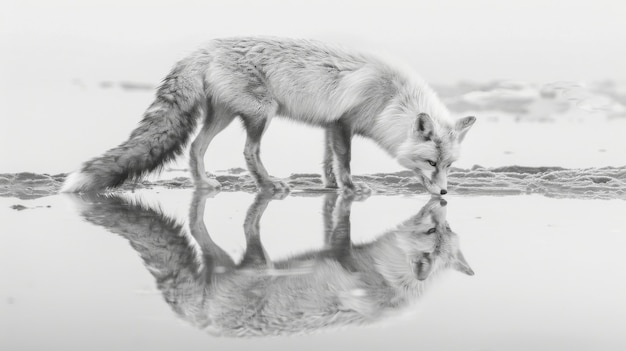 Kostenloses Foto black and white view of wild fox in its natural habitat