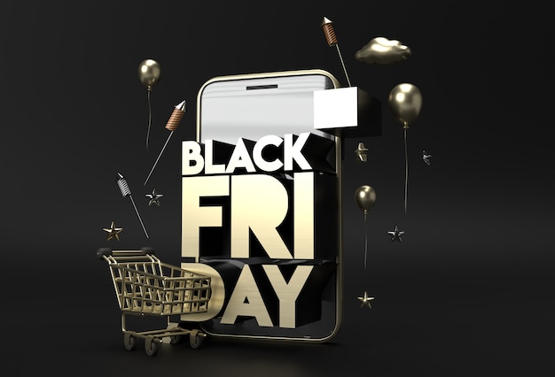 Black Friday Verkauf Banner Vorlage 3D-Rendering.