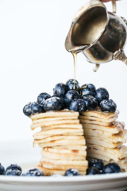 Blaubeeren auf Pfannkuchen