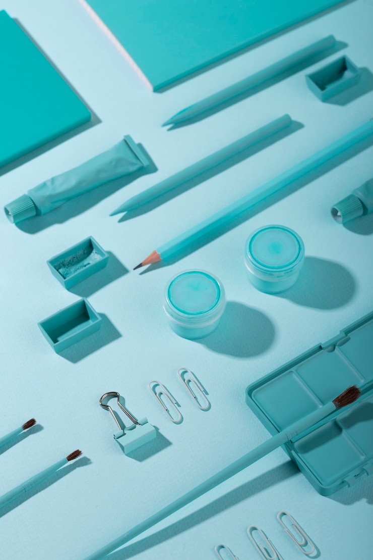 Kostenlose Foto blaue anordnung der illustrator-werkzeuge