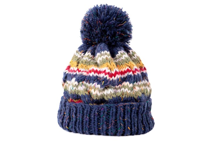 Kostenlose Foto blaue winter-bommel-skimütze