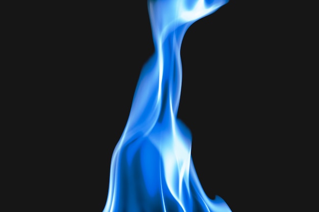 Blauer Flammenhintergrund, realistisches dunkles Bild des Feuers