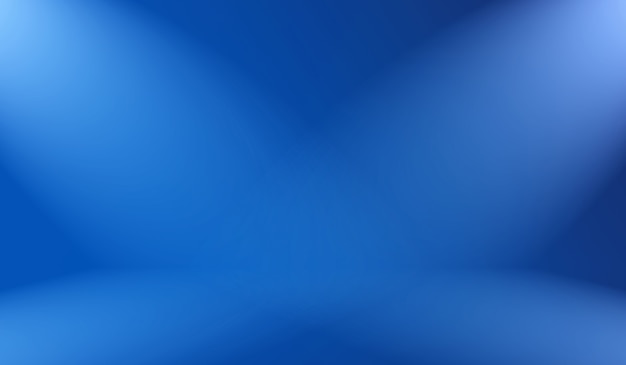 Blauer Hintergrund der abstrakten Luxussteigung. Glattes Dunkelblau mit schwarzer Vignette Studio Banner.