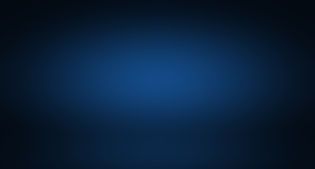 Blauer Hintergrund der abstrakten Luxussteigung. Glattes Dunkelblau mit schwarzer Vignette Studio Banner.