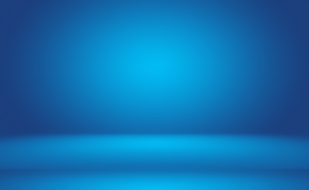 Blauer Hintergrund der abstrakten Luxussteigung. Glattes Dunkelblau mit schwarzer Vignette Studio Banner.