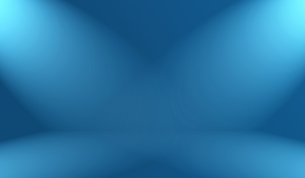 Blauer Hintergrund der abstrakten Luxussteigung. Glattes Dunkelblau mit schwarzer Vignette Studio Banner.