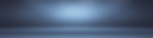 Blauer Hintergrund der abstrakten Luxussteigung. Glattes Dunkelblau mit schwarzer Vignette Studio Banner.