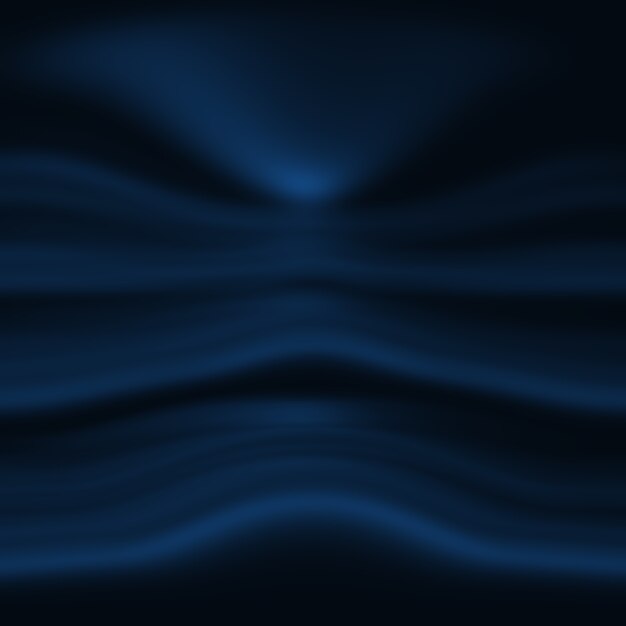 Blauer Hintergrund der abstrakten Luxussteigung. Glattes Dunkelblau mit schwarzer Vignette Studio Banner.