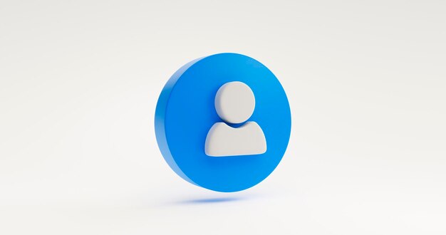 Blaues Benutzersymbol-Symbol oder Website-Admin-Social-Login-Element-Konzept auf weißem Hintergrund 3D-Rendering