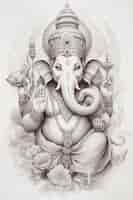 Kostenloses Foto bleistiftskizze des hinduistischen gottes ganesha