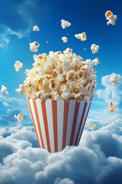 Blick auf 3D-Kino-Popcorn in einer Tasse