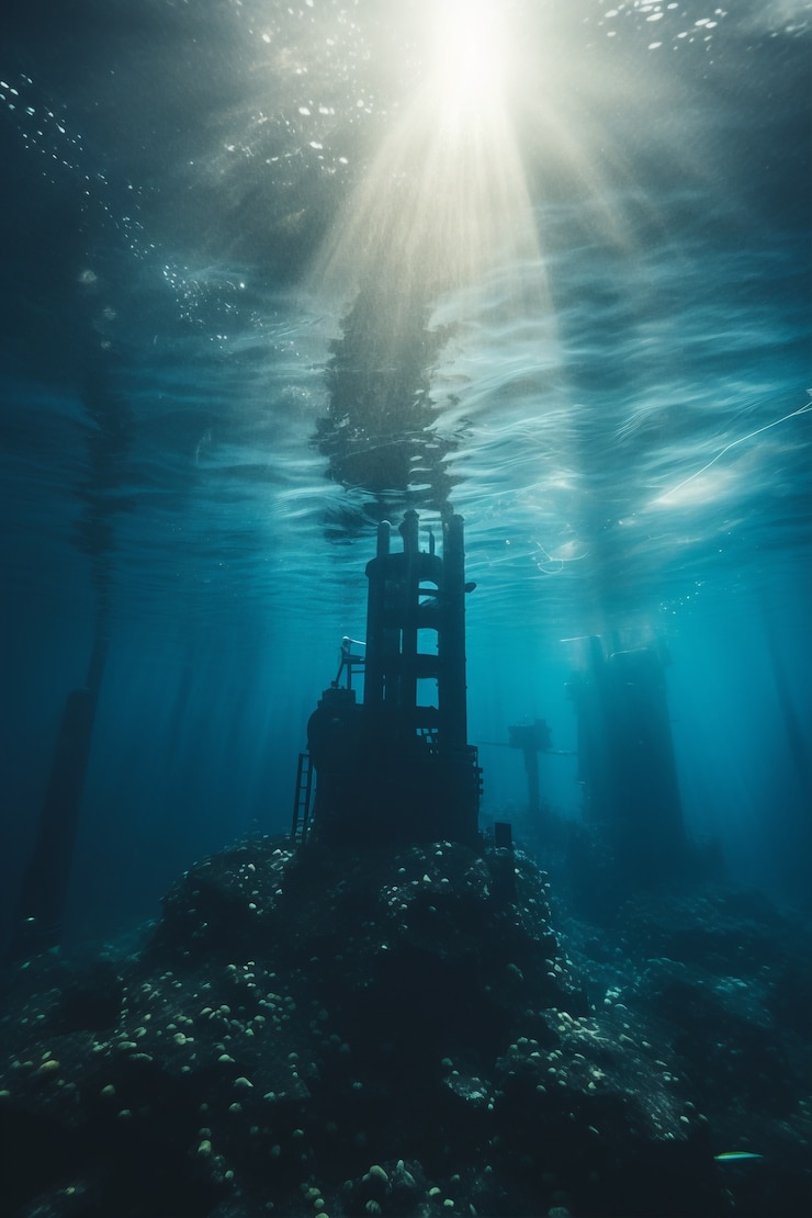 Kostenlose Foto blick auf archäologische unterwasser-gebäuderuinen