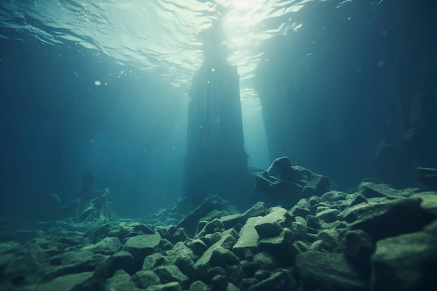 Kostenloses Foto blick auf archäologische unterwasser-gebäuderuinen