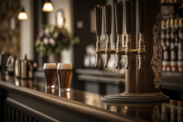 Kostenloses Foto blick auf bierhähne in einer brauerei