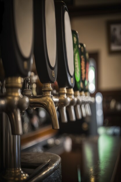 Blick auf Bierhähne in einer Brauerei