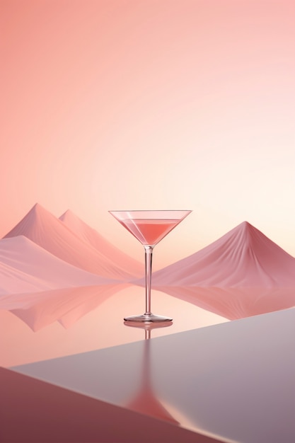Kostenloses Foto blick auf cocktailgetränk im glas mit neofuturistischem set