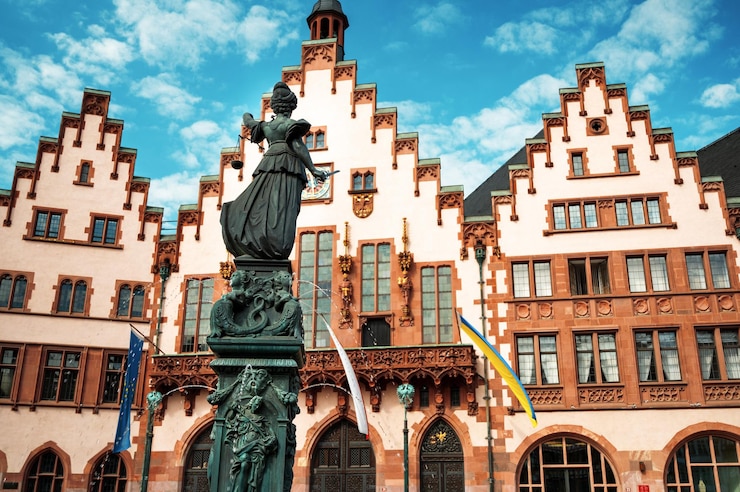 Kostenlose Foto blick auf das rathaus am römerberg in frankfurt deutschland