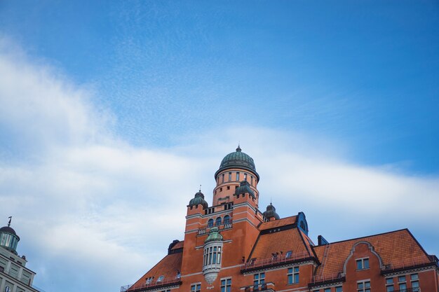 Blick auf das Stadtbild. Landschaften von Stockholm, Schweden.