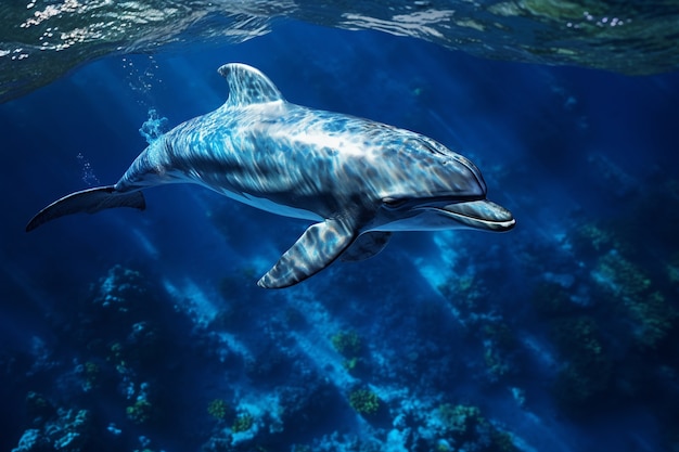 Blick auf Delfine, die im Wasser schwimmen