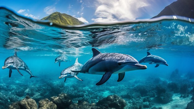 Blick auf Delfine, die im Wasser schwimmen