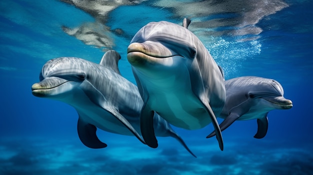 Blick auf Delfine, die im Wasser schwimmen