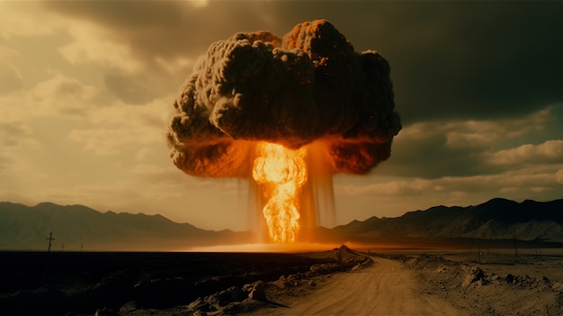 Blick auf den apokalyptischen Atombombenexplosionspilz