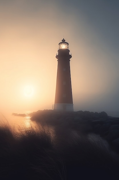 Kostenloses Foto blick auf den leuchtturm mit leuchtfeuer