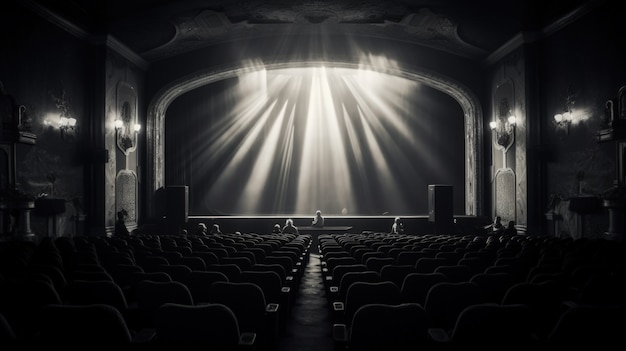 Kostenloses Foto blick auf den schwarz-weißen theaterraum